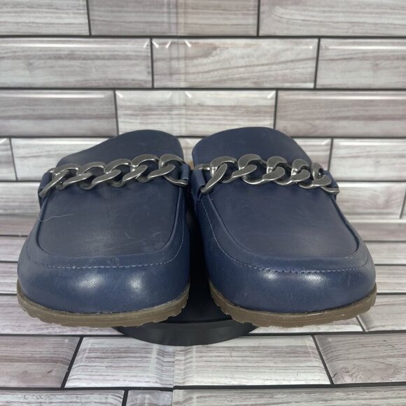 Vionic Women's Navy Blue Leather Georgie Mules Shoe Size‎ 5-NEW - Picture 2 of 8